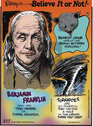 Ripley's Believe It or Not on Friday February 17, 2017 Comic Strip