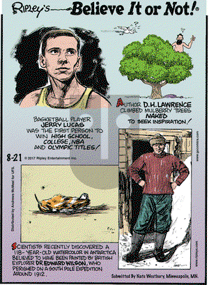 Ripley's Believe It or Not on Monday August 21, 2017 Comic Strip