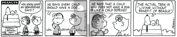 Peanuts on Monday August 5, 1974 Comic Strip