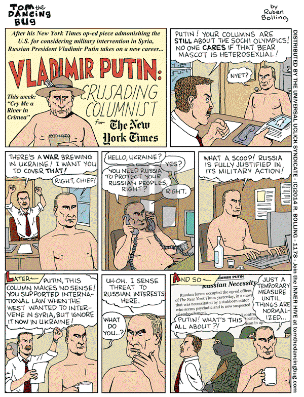 Tom the Dancing Bug on Friday March 7, 2014 Comic Strip