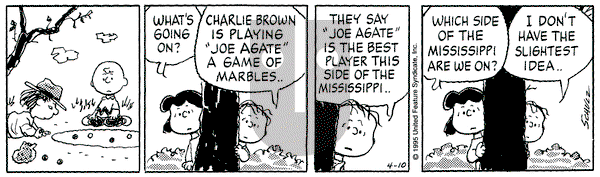 Peanuts - Monday April 10, 1995 Comic Strip