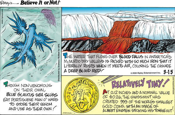 Ripley's Believe It or Not on Sunday March 15, 2020 Comic Strip