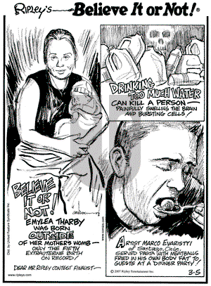 Ripley's Believe It or Not on Monday March 5, 2007 Comic Strip