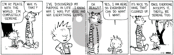 Calvin and Hobbes - Wednesday April 12, 2023 Comic Strip