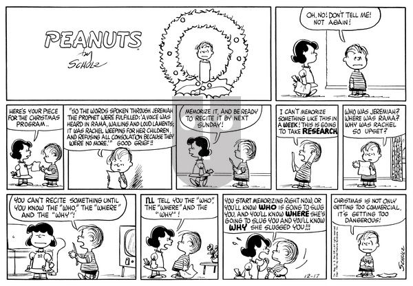 Peanuts on Sunday December 17, 1961 Comic Strip