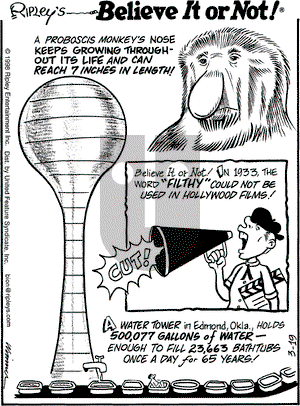 Ripley's Believe It or Not on Thursday March 19, 1998 Comic Strip