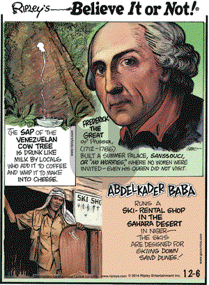 Ripley's Believe It or Not on Saturday December 6, 2014 Comic Strip