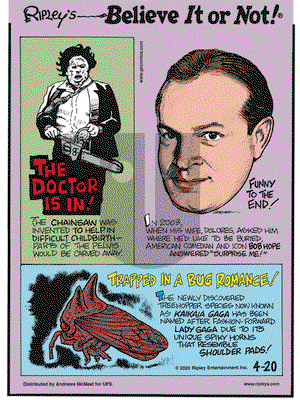 Ripley's Believe It or Not on Monday April 20, 2020 Comic Strip
