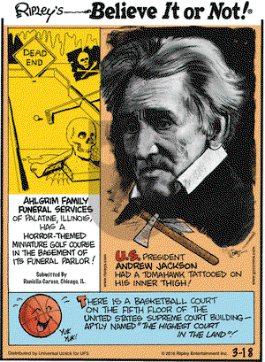 Ripley's Believe It or Not on Friday March 18, 2016 Comic Strip