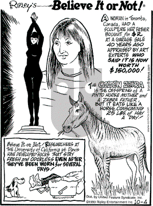 Ripley's Believe It or Not on Monday October 4, 1999 Comic Strip