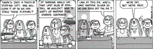 Cathy Classics on Thursday November 25, 1982 Comic Strip