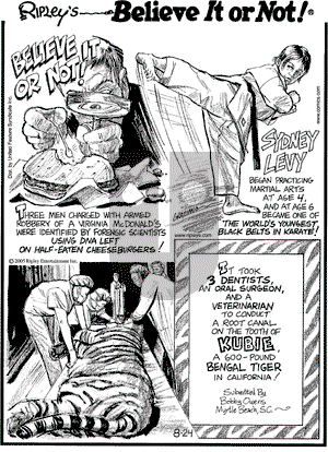 Ripley's Believe It or Not on Wednesday August 24, 2005 Comic Strip