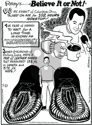 Ripley's Believe It or Not on Wednesday July 10, 2002 Comic Strip