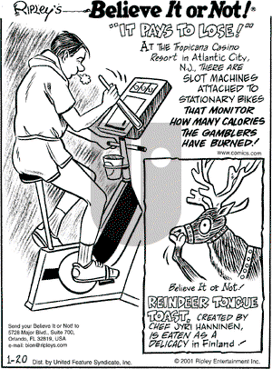 Ripley's Believe It or Not on Saturday January 20, 2001 Comic Strip