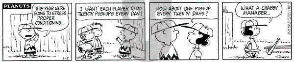 Peanuts on Tuesday March 5, 1968 Comic Strip