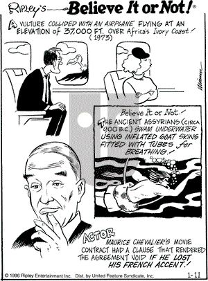 Ripley's Believe It or Not on Thursday January 11, 1996 Comic Strip