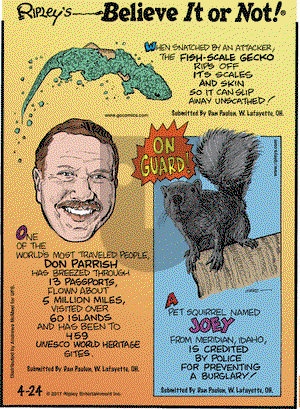 Ripley's Believe It or Not on Monday April 24, 2017 Comic Strip