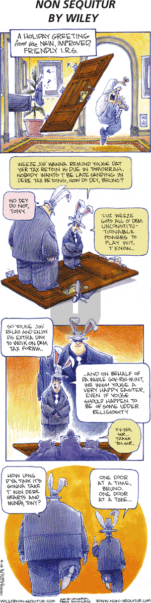 Non Sequitur on Sunday April 15, 2001 Comic Strip