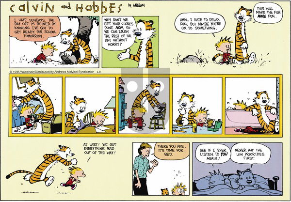 Calvin and Hobbes on Sunday September 21, 2025 Comic Strip