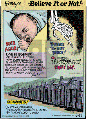 Ripley's Believe It or Not on Tuesday June 13, 2017 Comic Strip