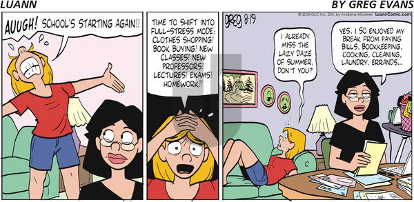 Luann on Sunday August 19, 2018 Comic Strip