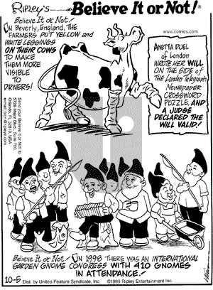 Ripley's Believe It or Not on Tuesday October 5, 1999 Comic Strip