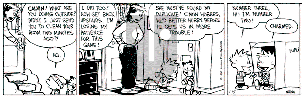 Calvin and Hobbes on Monday January 15, 1990 Comic Strip