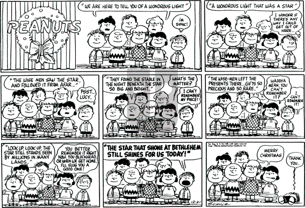 Peanuts - Sunday December 21, 1958 Comic Strip