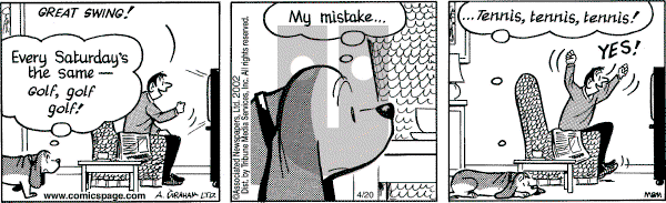 Fred Basset on Saturday April 20, 2002 Comic Strip
