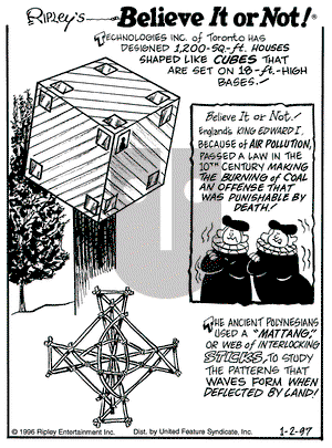 Ripley's Believe It or Not on Thursday January 2, 1997 Comic Strip