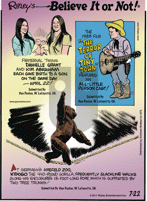 Ripley's Believe It or Not on Saturday July 22, 2017 Comic Strip