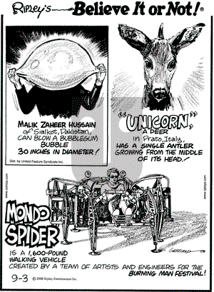 Ripley's Believe It or Not on Sunday October 19, 2008 Comic Strip