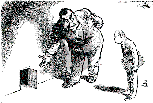 Pat Oliphant on Monday January 27, 2003 Comic Strip