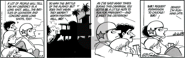 Doonesbury on Wednesday February 3, 1988 Comic Strip