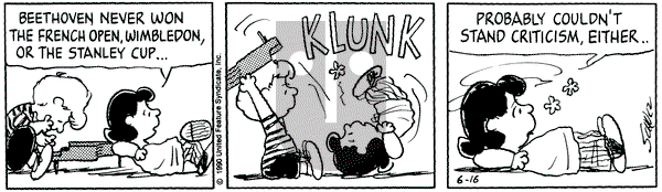 Peanuts on Saturday June 16, 1990 Comic Strip