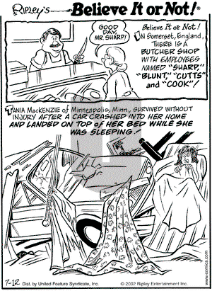 Ripley's Believe It or Not on Friday July 12, 2002 Comic Strip