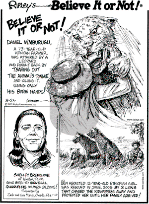 Ripley's Believe It or Not on Friday August 26, 2005 Comic Strip