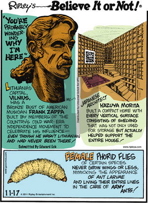 Ripley's Believe It or Not - Thursday November 17, 2011 Comic Strip