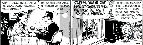 Calvin and Hobbes - Wednesday October 4, 1989 Comic Strip