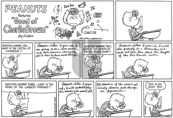 Peanuts on Sunday December 20, 1970 Comic Strip