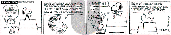 Peanuts on Wednesday July 1, 1970 Comic Strip