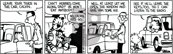 Calvin and Hobbes on Tuesday February 25, 1986 Comic Strip
