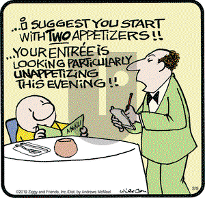 Ziggy on Saturday March 9, 2019 Comic Strip