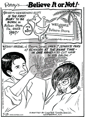 Ripley's Believe It or Not on Saturday July 13, 2002 Comic Strip