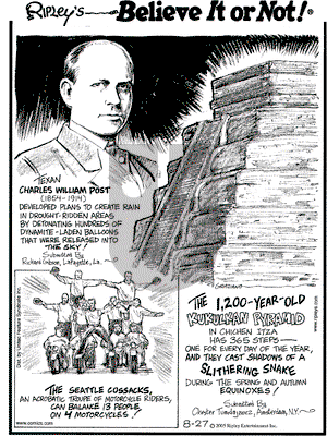 Ripley's Believe It or Not on Saturday August 27, 2005 Comic Strip