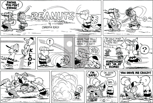 Peanuts - Sunday July 31, 1955 Comic Strip