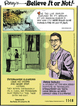 Ripley's Believe It or Not on Friday November 18, 2016 Comic Strip