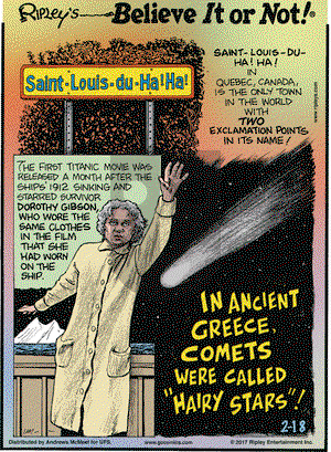 Ripley's Believe It or Not on Saturday February 18, 2017 Comic Strip