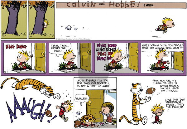 Calvin and Hobbes - Sunday October 1, 2023 Comic Strip