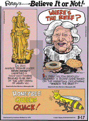 Ripley's Believe It or Not on Wednesday March 17, 2021 Comic Strip
